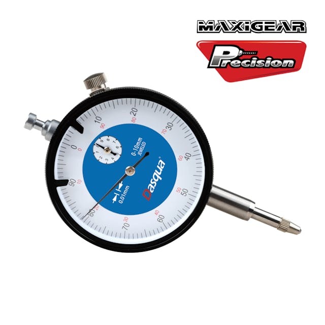 MAXIGEAR DIAL INDICATOR 0 - 10MM RANGE 0.01MM GRADUATIONS FLAT BACK