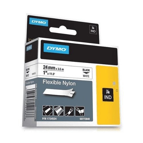 DYMO - FLEXIBLE NYLON TAPE, WHITE 24mm x 3.5m