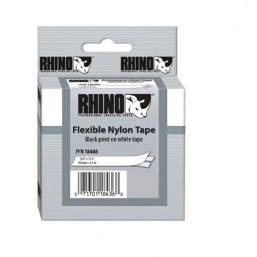 DYMO - FLEXIBLE NYLON TAPE, WHITE 12mm x 3.5m