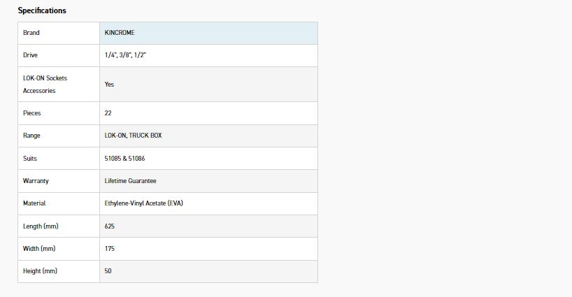 KINCROME EVA81T 22P SKT ACC TRAY TRUCK BOK - Image 2