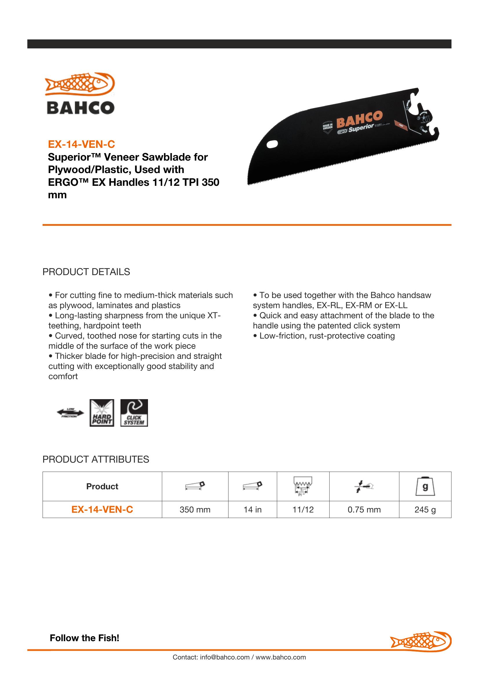 Bahco 14" XT11 teeth, veneer blade - Image 6