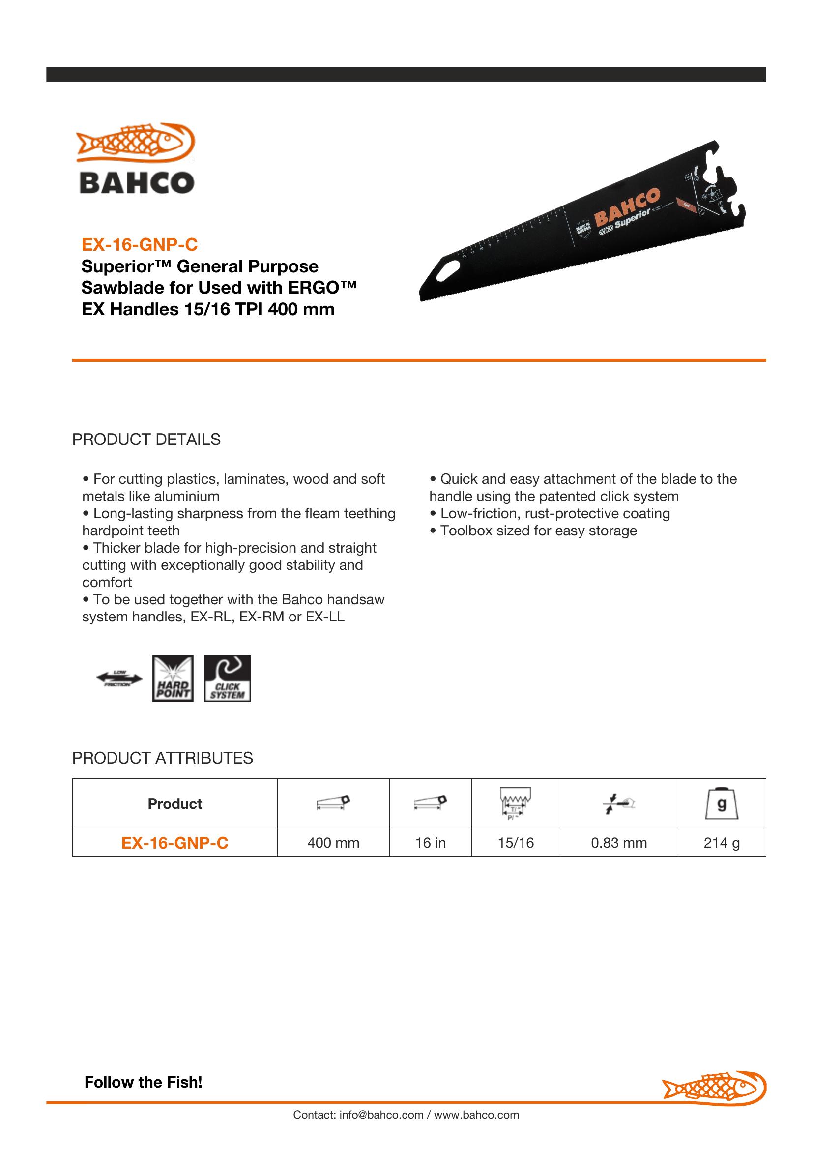 Bahco 16" FT15 teeth, general purpose blade - Image 6