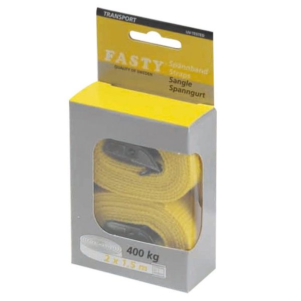 FASTY - TIE STRAP,1.5m x 25mm [2] PACK TRANSPORT CAP. 400kg YELLOW