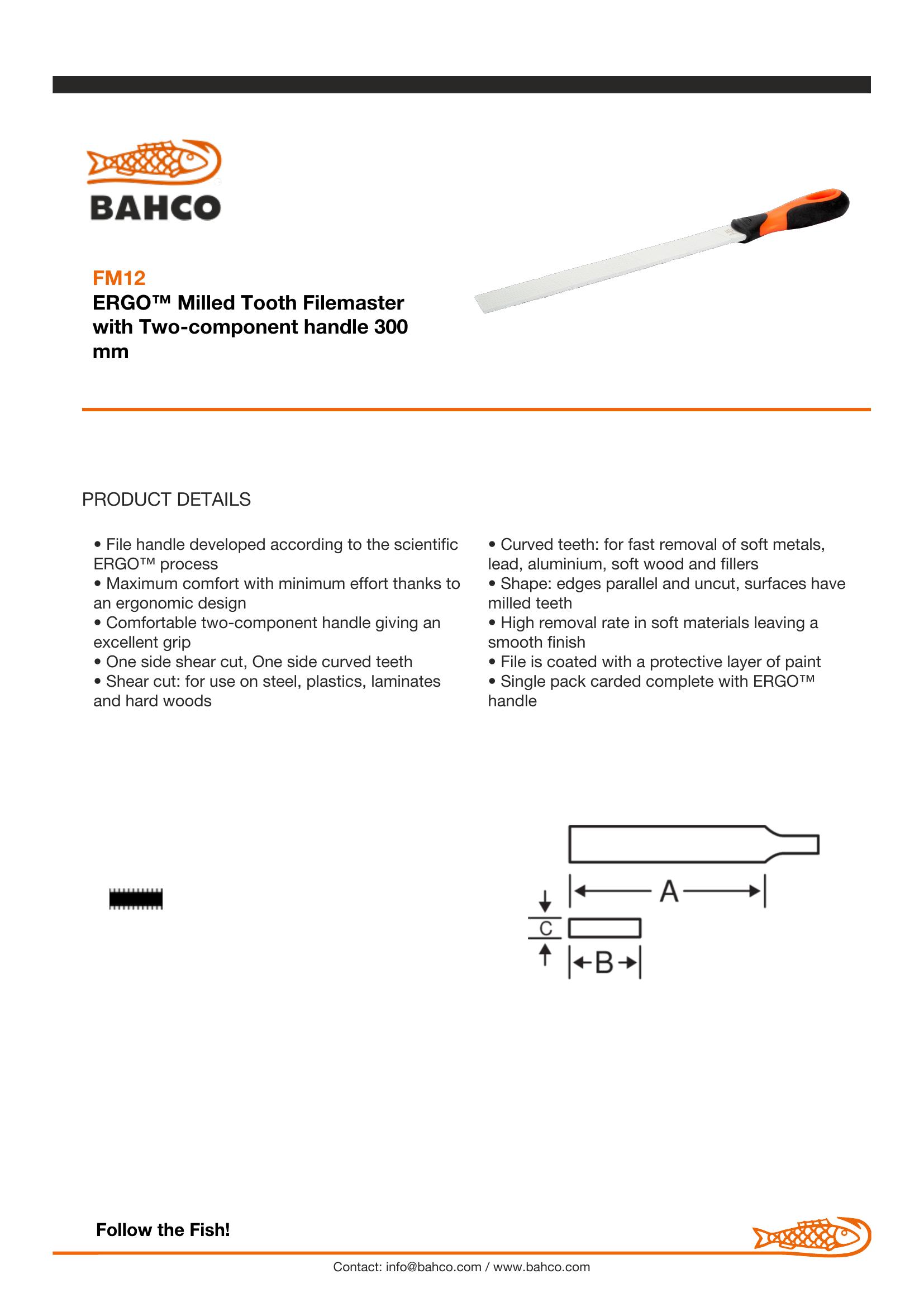 Bahco File, 1 side shear cut / 1 side curved teeth - Image 5