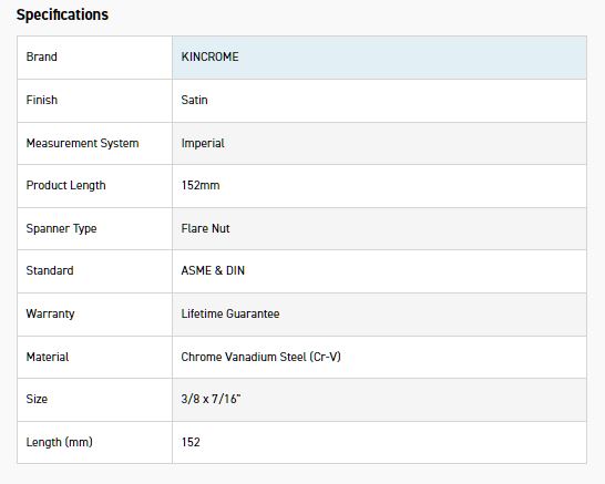 KINCROME FS1214 SPANNER F/NUT 3/8 X 7/16 - Image 2