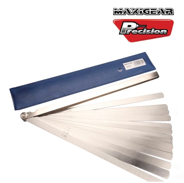 MAXIGEAR FEELER STRIP SET OF 17 0.02mm - 1.00mm 100mm LENGTH