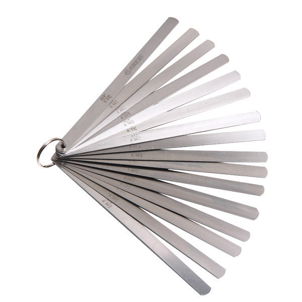 FLG/13/100 GROZ METRIC THICKNESS GAUGES (FEELER GAUGES), 0.05 - 1MM, 13 PCS STRAIGHT 13MM WIDTH LEAVES, 100MM BLADE LENGTH.
