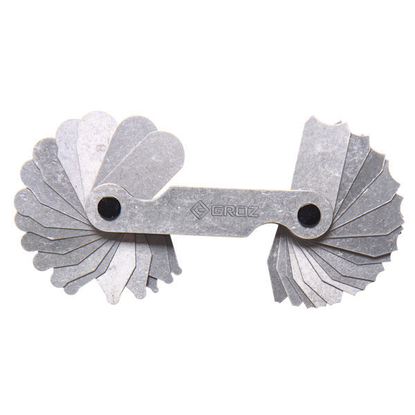 RDG/17/1-7 GROZ RADIUS GAUGES, 1 - 7MM, 17 PAIRS LEAVES, 180° ARC.