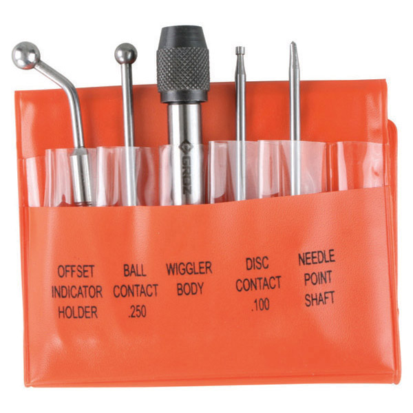 GROZ WCF/WZ/6 WIGGLER & CENTER FINDER, CHUCK & 4 ATTACHMENTS