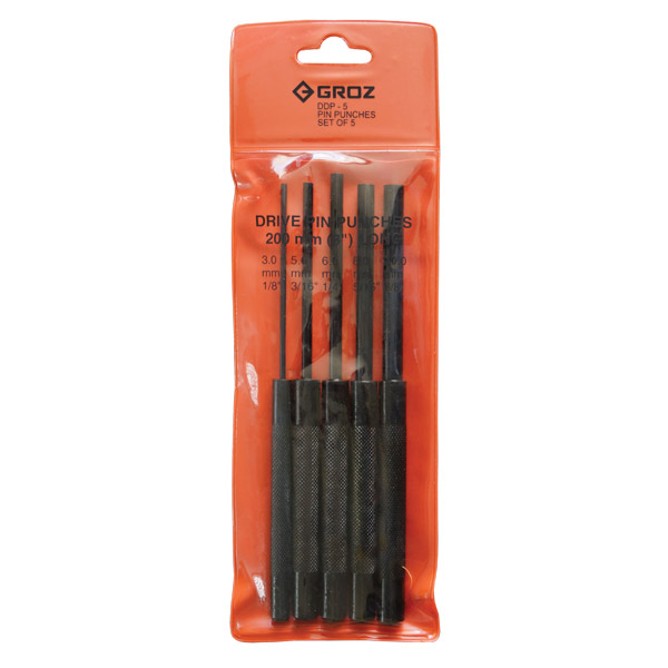 DDP/5/ST GROZ PIN PUNCH SET, 200MM OAL, 5 PCE