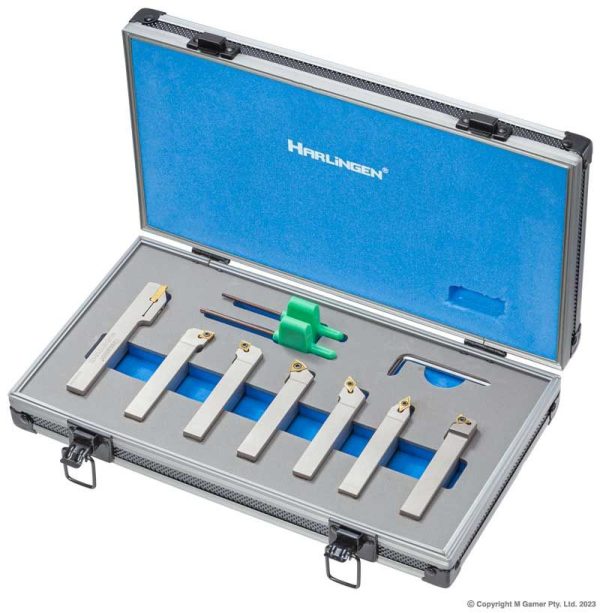 Harlingen - Indexable 7 Piece Nickel Plated Carbide Lathe Tool Set - 12 x 80 mm
