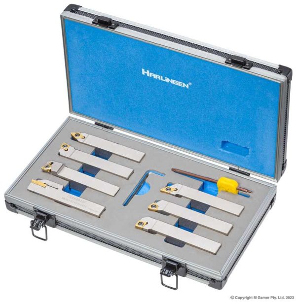 Harlingen - Indexable 7 Piece Nickel Plated Carbide Lathe Tool Set - 20 x 125 mm