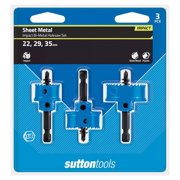 HOLESAW H119 3PCE SET Bi Metal Impact Hex Shank Sutton