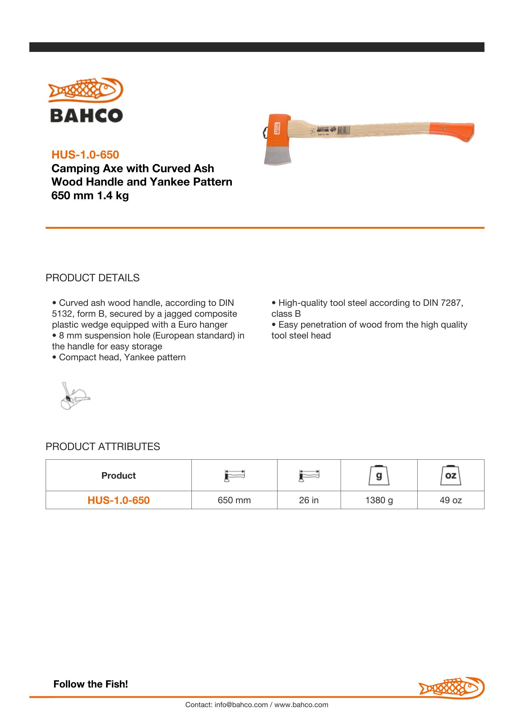 Bahco 3/4 axe, Ashwood handle - Image 2