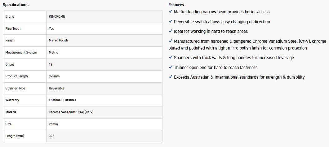 KINCROME K030045 24MM REVERSE GEAR SPANNER - Image 4
