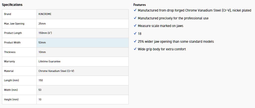 KINCROME K040002 ADJ WRENCH 150MM (6") CHR - Image 3