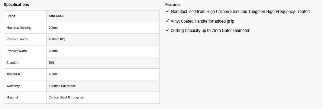 KINCROME K040027 CABLE CUTTER 200MM (8 ) - Image 3