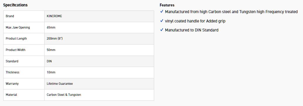 KINCROME K040040 PLIER LONG NOSE BENT 200MM - Image 3