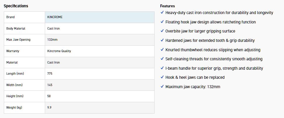 KINCROME K040125 PIPE WRENCH IRON 900MM (36") - Image 4