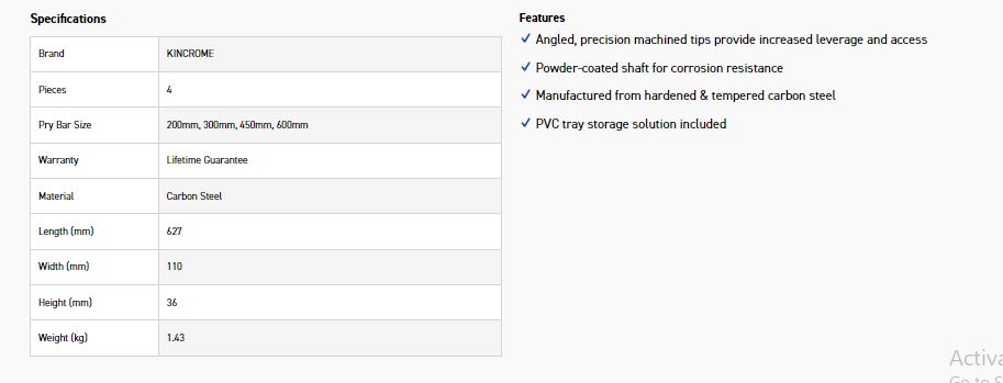 KINCROME K090001 4PC PRY BAR SET - Image 3