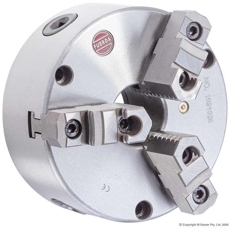 Fuerda - 3 Jaw Self Centering Front Mount Lathe Chuck with 2 Piece Jaws - 200mm