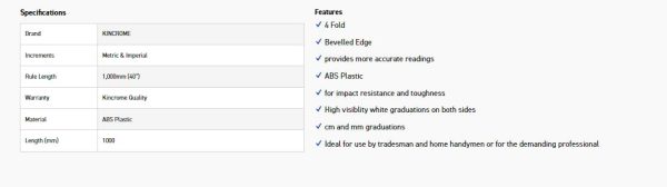 KINCROME K11007 1M METRIC FOLDING RULE - Image 5