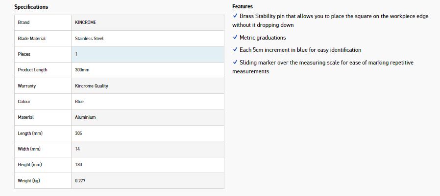 KINCROME K11172 TRY SQUARE 300MM - Image 4