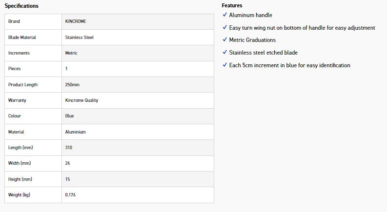 KINCROME K11181 SLIDING T BEVEL 250MM - Image 6