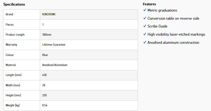 KINCROME K11186 RAFTER SQUARE 300MM - Image 4