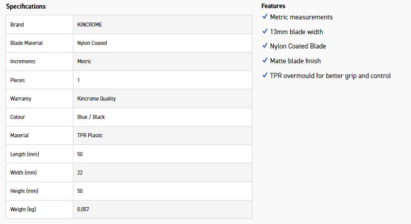 KINCROME K11550 2M TAPE MEASURE METRIC - Image 4