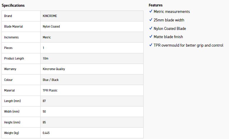 KINCROME K11554 10M TAPE MEASURE METRIC - Image 4