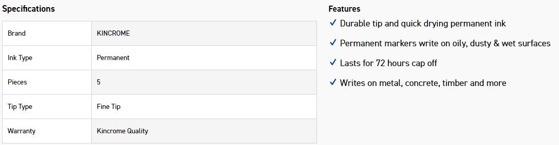 KINCROME K11805 FINE TIP MARKER 5PK - MIXED - Image 4