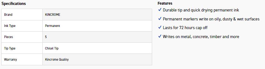 KINCROME K11810 MED C/PT MARKER 5PK - MIXED - Image 4