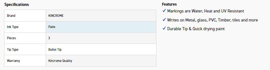 KINCROME K11835 PAINT MARKER BUL PT 3PC - YEL - Image 4