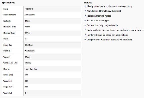 KINCROME K12073 RATCHET JACK STAND 2000KG - Image 5