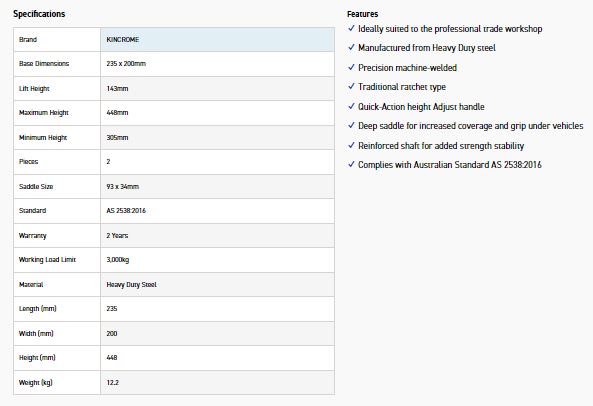KINCROME K12074 RATCHET JACK STAND 3000KG - Image 3