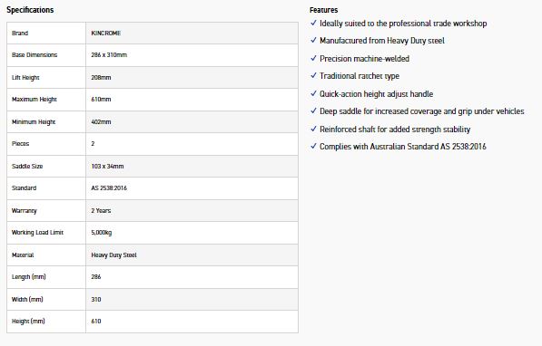 KINCROME K12075 RATCHET JACK STAND 5000KG - Image 5