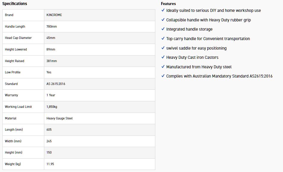 KINCROME K12161 TROLLEY JACK 1850KG - Image 5