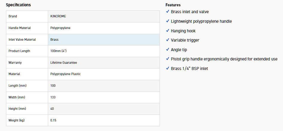 KINCROME K13300 BLOW GUN 100MM - Image 2