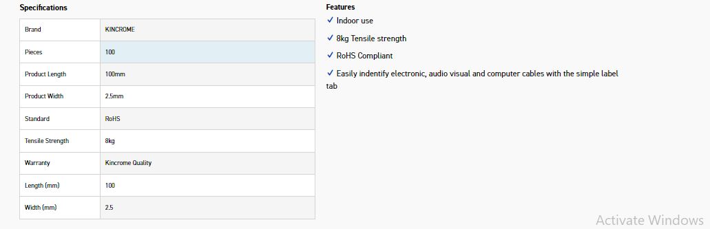KINCROME K15739 MARKER TIES 100x2.5mm 100p - Image 3