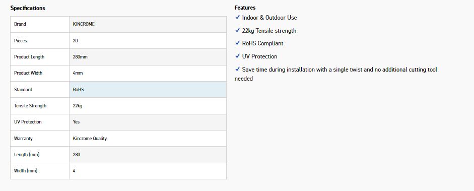 KINCROME K15802 SELFCUT 280 x 4MM 20PK BLK - Image 4