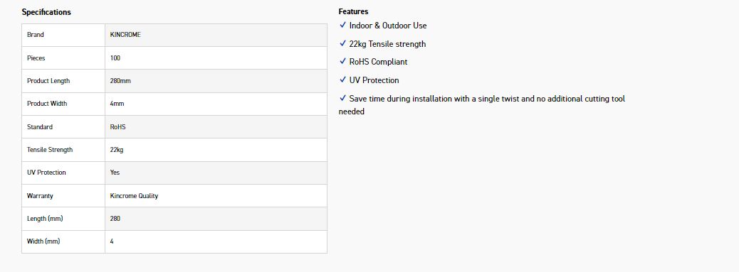 KINCROME K15803 SELFCUT 280 x 4MM 100PK BLK - Image 4