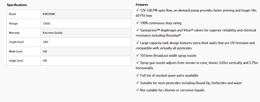 KINCROME K16003 50L TOW BEHIND SPRAYER - Image 5