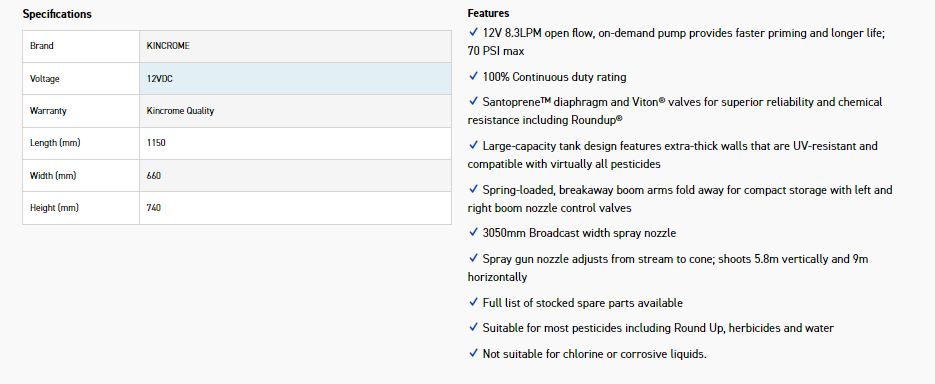 KINCROME K16004 117L TOW BEHIND SPRAYER - Image 6