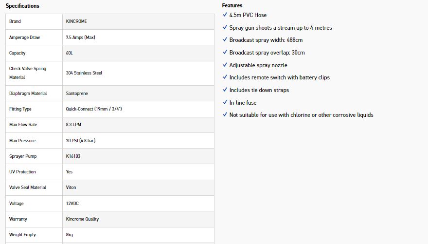 KINCROME K16006 60L 12V BROADCAST/SPOT SPRAYER - Image 6
