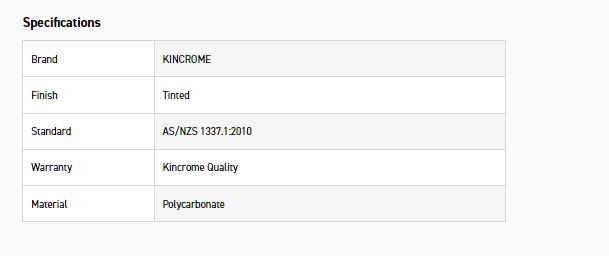 KINCROME K1800 SAFETY GLASSES TINTED - Image 2