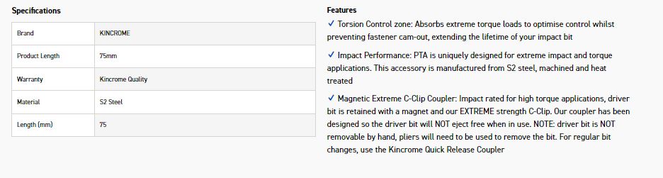 KINCROME K21197 BIT CPL C CLIP X-MAG 75MM *20* - Image 2
