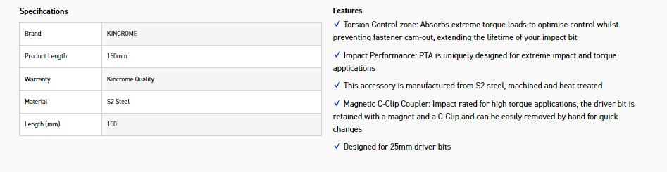 KINCROME K21198 BIT CPL C CLIP -MAG 150MM *20* - Image 2