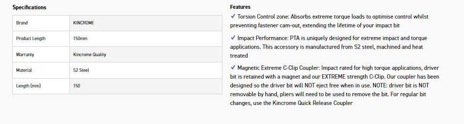 KINCROME K21199 BIT CPL C CLIPX-MAG 150MM *20* - Image 2