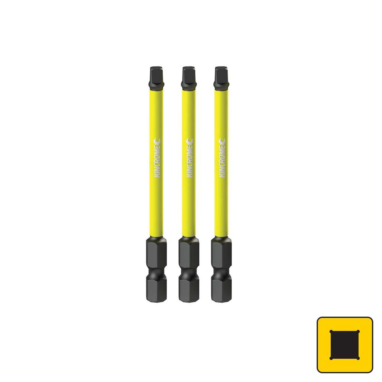 KINCROME K21267 IMPACT BIT SQ#1 75MM 3 PCK